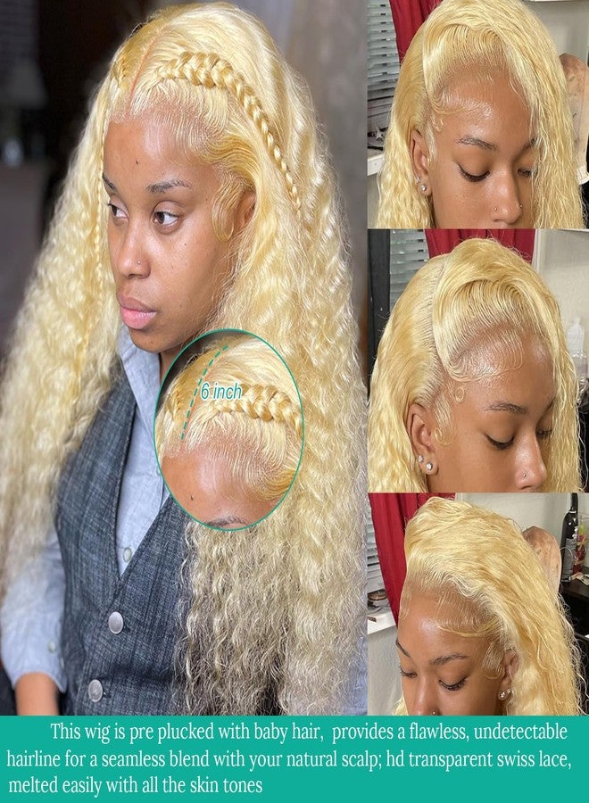 Licoville Blonde Lace Front Wig Human Hair Pre Plucked Curly Blonde Wig HD Transparent Deep Wave 613 13x6 Lace Front Wigs Human Hair 180% Density 28 Inch 613 Frontal Wigs for Black Women - Image 2